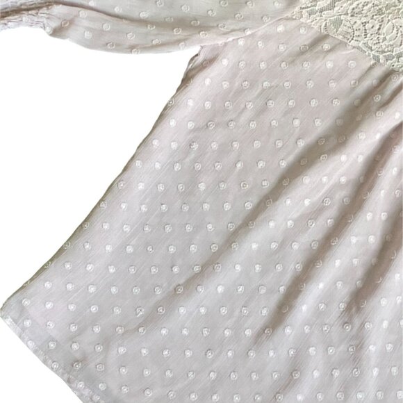 Promesa High Neck Textured Blouse With Bell Sleeve-Dusty Pink-Size Small-GUC - Picture 4 of 9